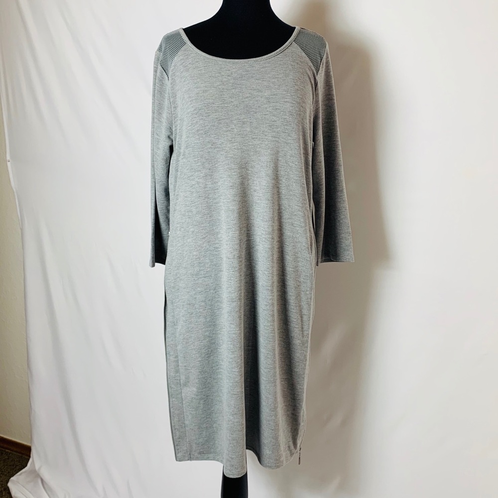 Cable & Gauge Mesh Knit Zipper Side Stretch Dress